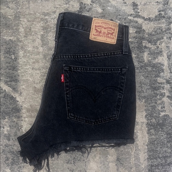 levi 501 Pants - Levi's Black Denim Cutoff Shorts